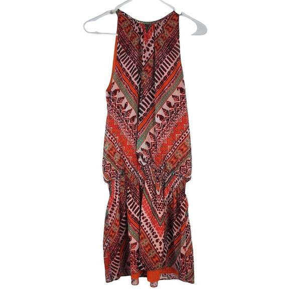 Ramy Brook Halter High Neck Sleeveless Smocked Drop Waist Dress Multicolor Mini - Picture 1 of 6